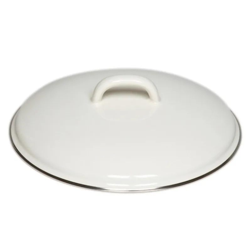 Riess Deckel mit Chromrand aus Emaille 16 cm Weiss Markenprodukt