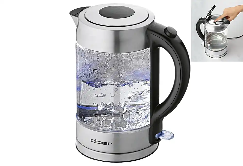 Saisonangebot CLOER 4429 Wasserkocher Glasbehälter 1,7l 2200 W Edelstahl