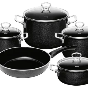 Kracherpreis RIESS Topfset Black Magic 5teilig schwarz Emaille