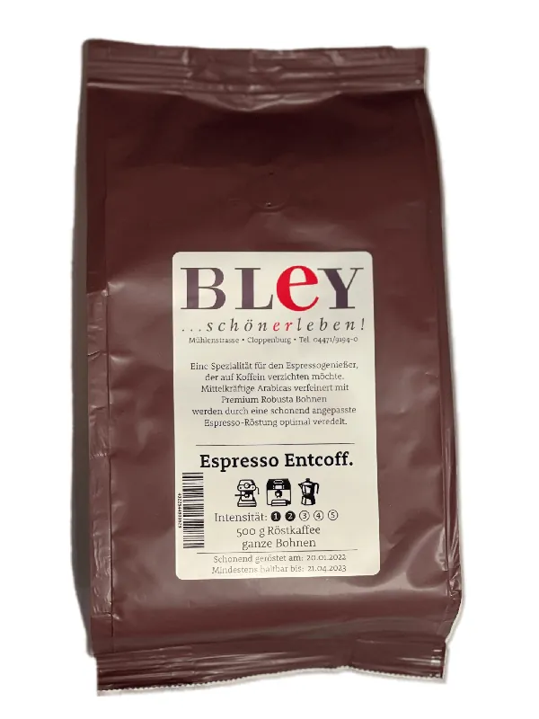 Geprüft BLEY Espresso Entcoffeiniert 500g