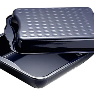 Expressversand Dr. Oetker Bräter Maxi Back-Idee 42x34x13cm emailliert schwarz mit Deckel