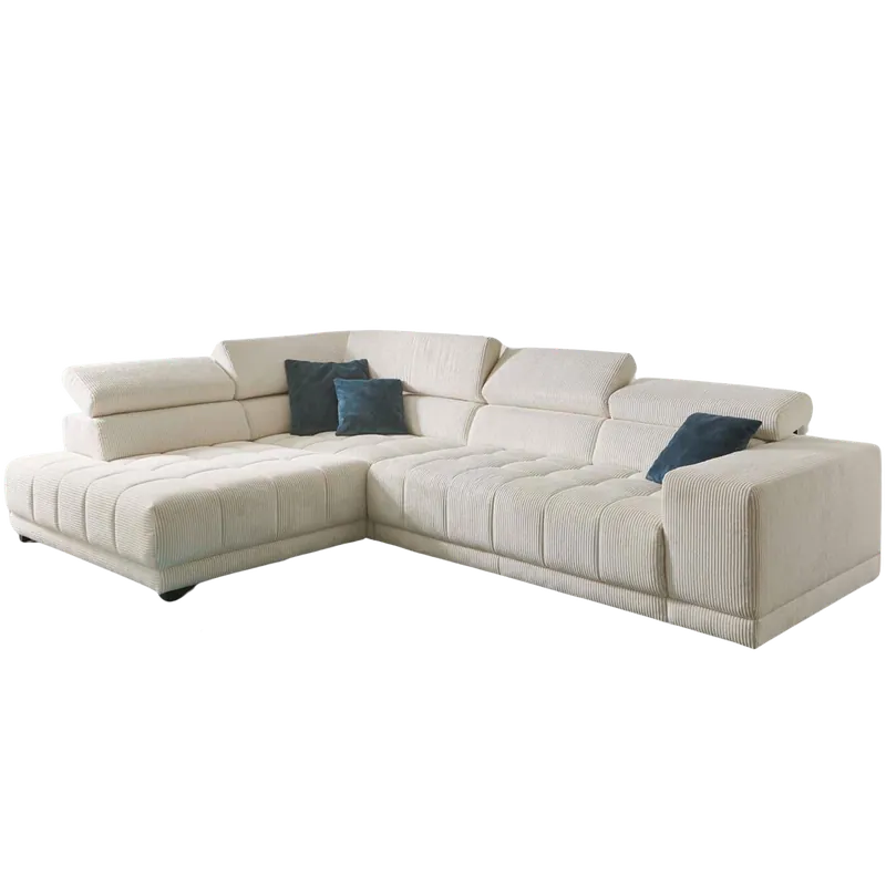Zertifiziert Systempolster Ecksofa 15053 Cord Beige