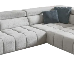 Bestpreis Systempolster Ecksofa 23009 Silber mit Funktionen