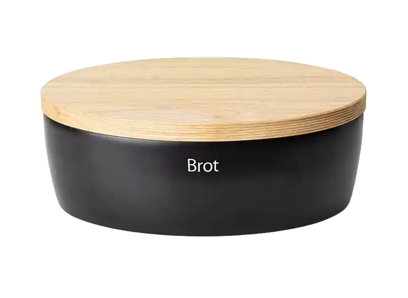 Continenta Brottopf oval mit Holzdeckel 36 cm Schwarz Neue Kollektion