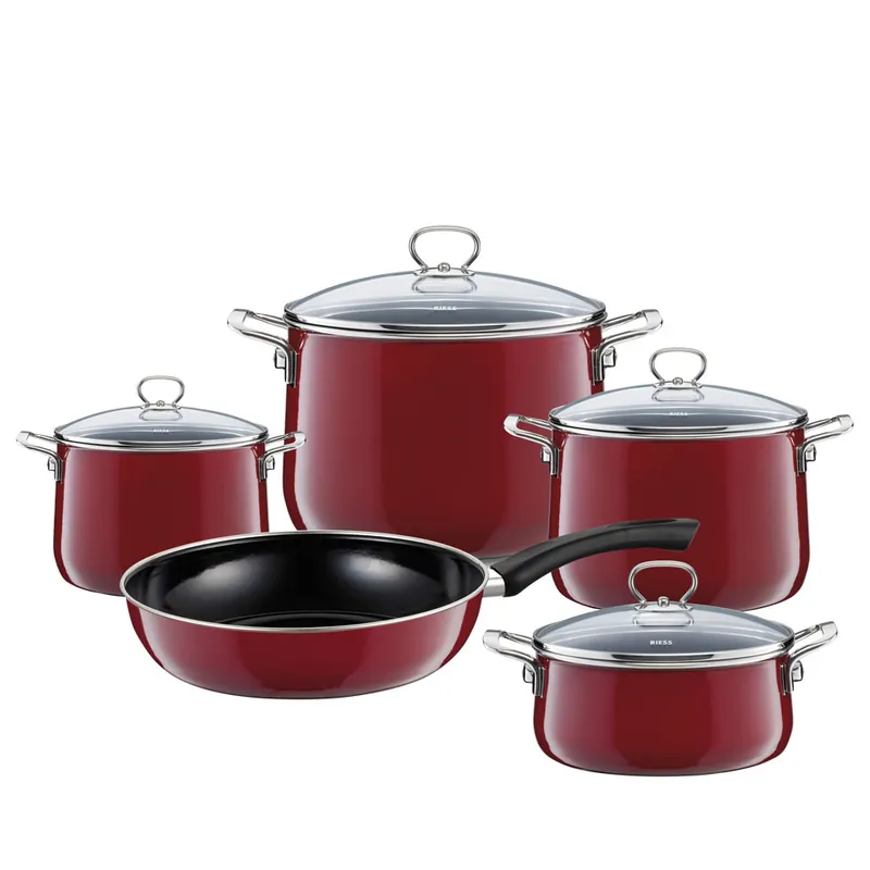 Aktuell Riess Topfset Emaille-Set 5-tlg. Rosso