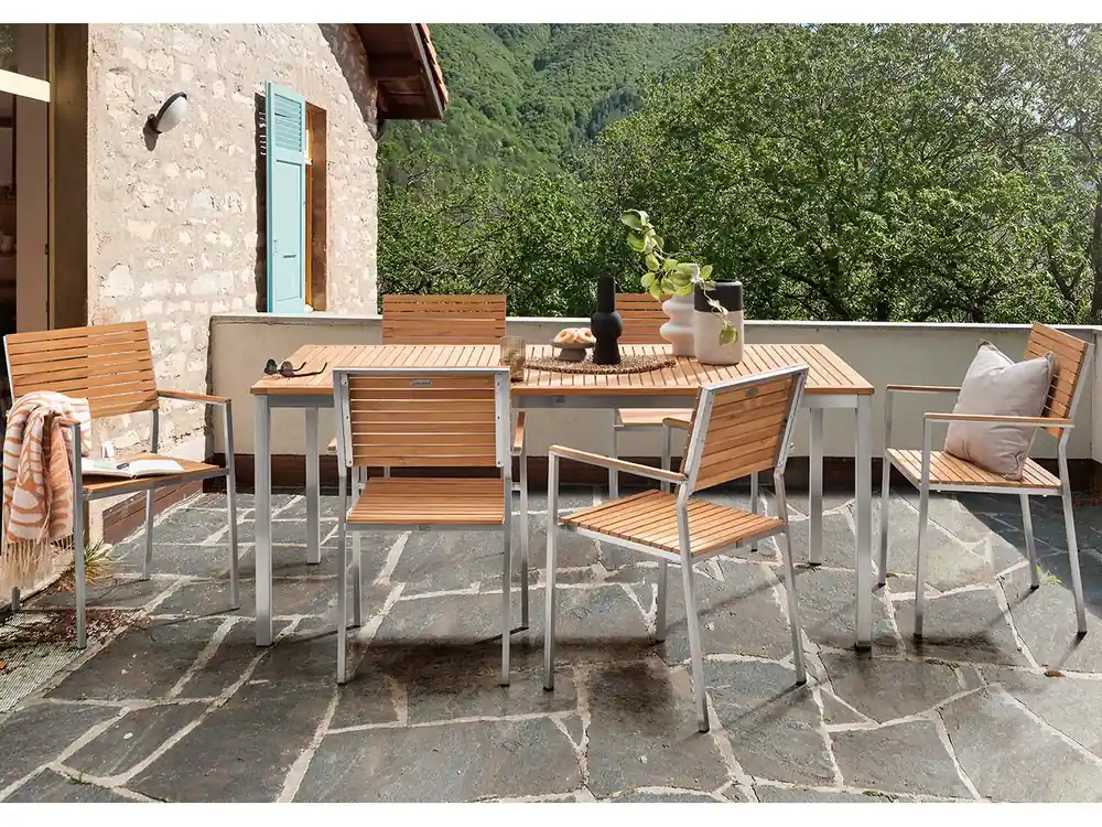 Garden Pleasure Gartenmöbel-Set "Luice" 7-teilig (6 Sessel, 1 Tisch), aus FSC-zertifziertem Teakholz Sonderaktion