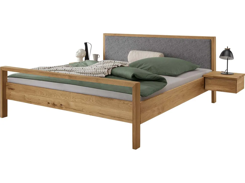 Mega-Angebot Cinall Massivholzbett "Aalbaek" Fußteil hoch, Filzkopfteil