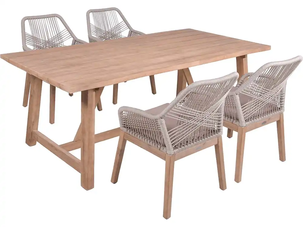 Gartenmöbel-Set "OAKLAND/POMONA 02" 5-tlg. FSC, Akazie, Kunststoffgeflecht Neu Im Sortiment