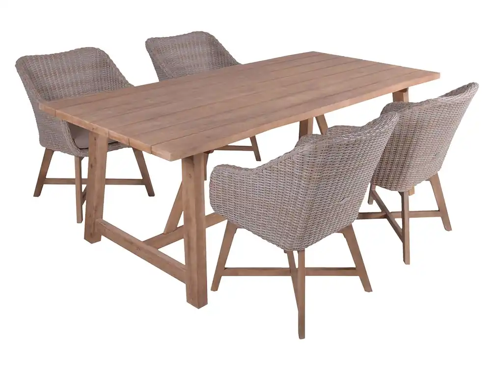 Gartenmöbel-Set "OAKLAND 12" 5tlg. FSC, Akazie, Kunststoffgeflecht Sichere Zahlung