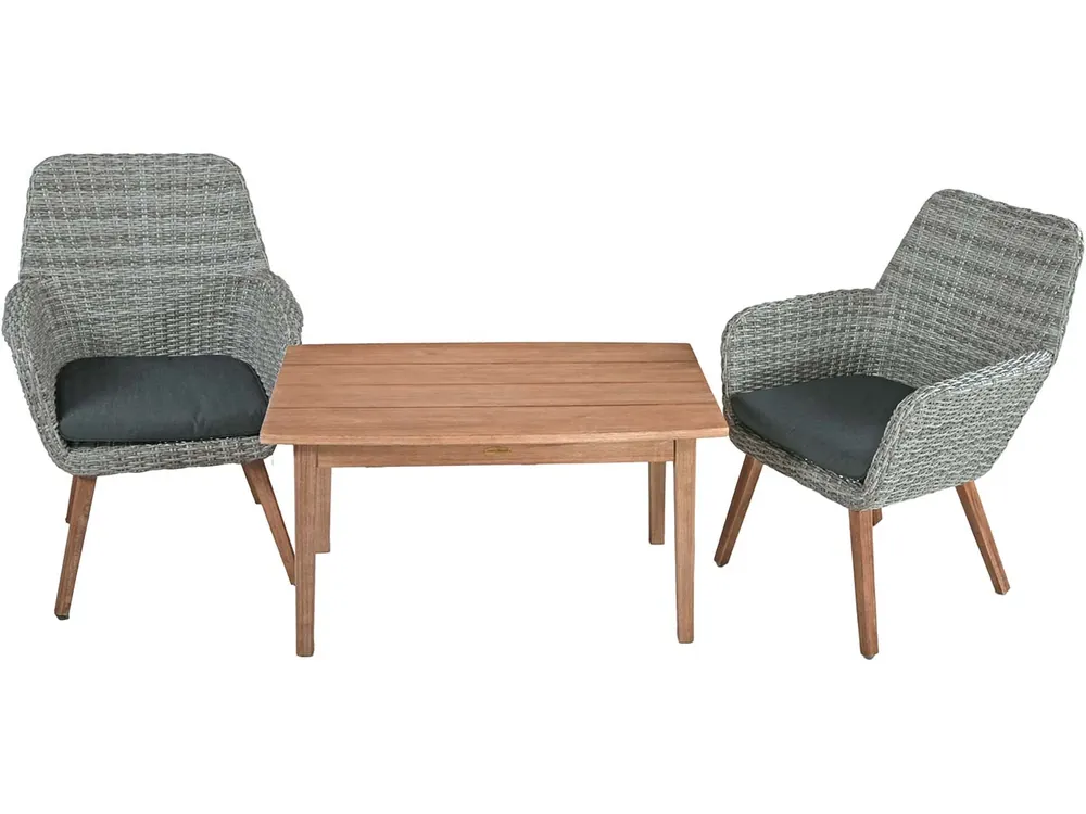 Top-Seller Gartenmöbel-Set "RAPALLO/PUEBLO" 3-tlg. FSC, Akazie, Kunststoffgeflecht