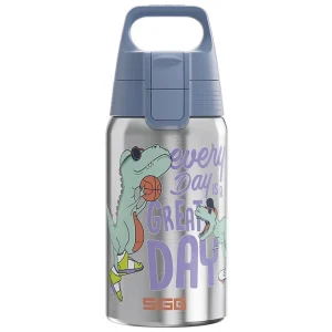 Echt SIGG Trinkflasche Shield one "Great Day" Ø 7.3 cm 0.5 ml silber mit Motiv