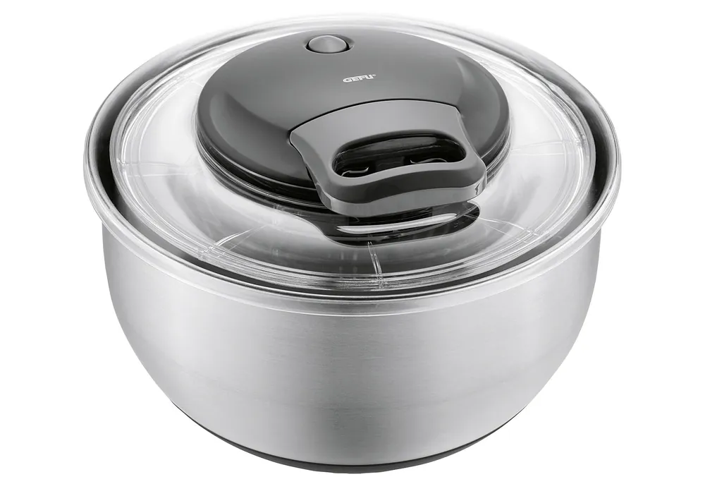 GEFU Salatschleuder PULLIT, Edelstahl, 4,5 L Ø 25 cm schwarz/silber Zertifiziert