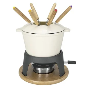 Letzte Chance NOUVEL Fondue-Set "Alpina" Ø 16 cm creme / anthrazit / natur