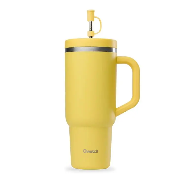 Preisknaller QWETCH Isolierbecher Edelstahl matt zitrone 900ml
