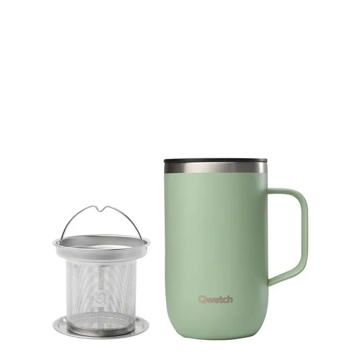 Sichere Zahlung QWETCH Isolier-Teebecher Edelstahl matt lindgrün 470 ml Ø 8.4 cm