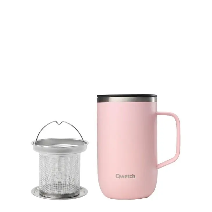 QWETCH Isolier-Teebecher Edelstahl pastell rosa 470ml Ø 8.4 cm pastellrosa Rabatt