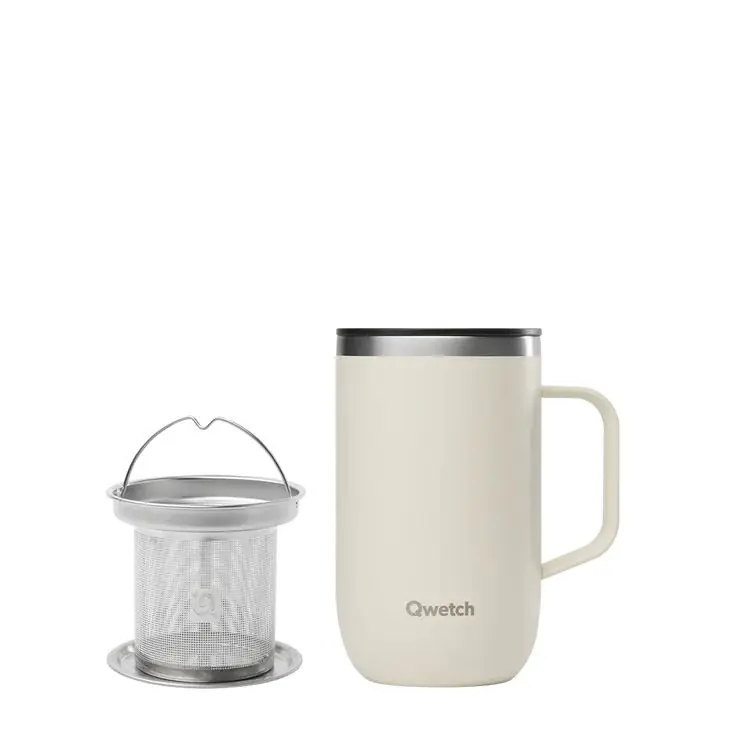 Preis Gesenkt QWETCH Isolier-Teebecher Edelstahl matt sand 470ml Ø 8.4 cm