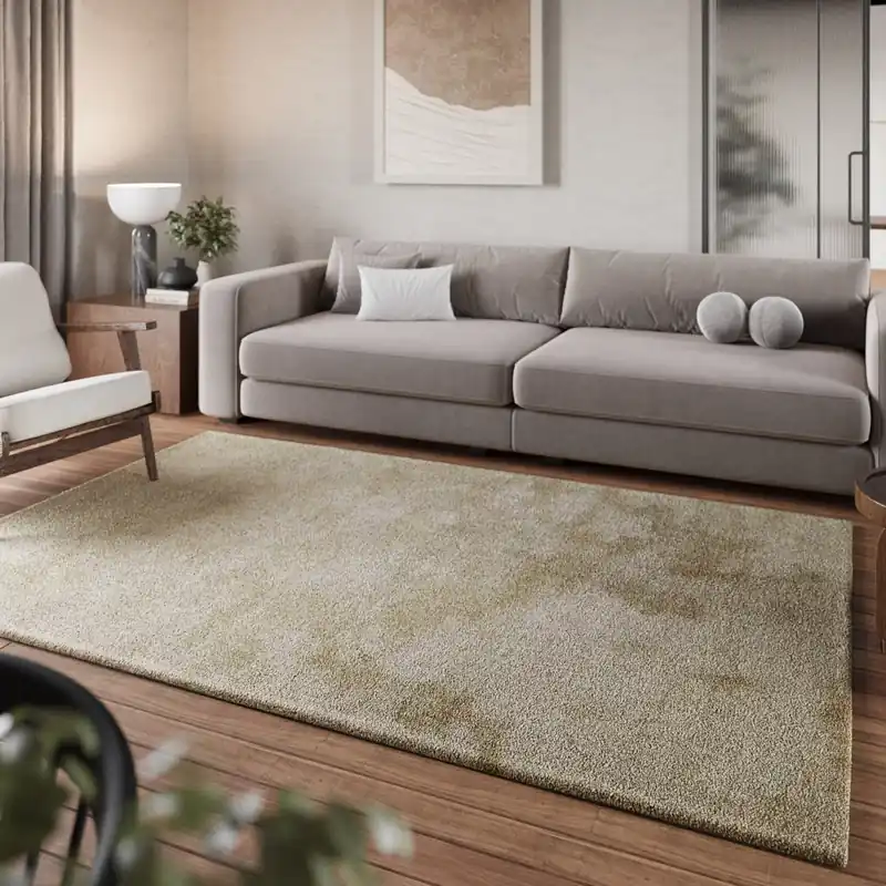 Direktkauf Teppich Beige Sand meliert Hochflor "Pisa" Homie Living