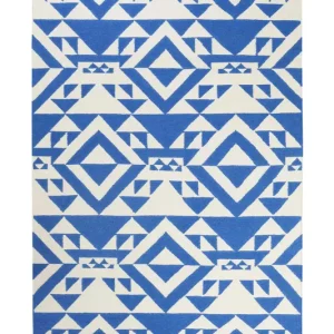 Neue Kollektion Kelim Teppich Blau Creme Weiß aus Wolle "Blue Mellow" Accessorize