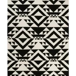 Kelim Teppich Schwarz Creme Weiß aus Wolle "Black Mellow" Accessorize Neuheit
