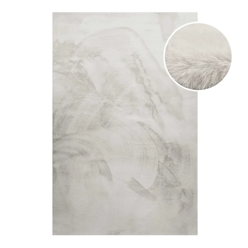 Highlight Kunstfell Teppich Beige Grau flauschig und weich "Anna" WECONhome Basics