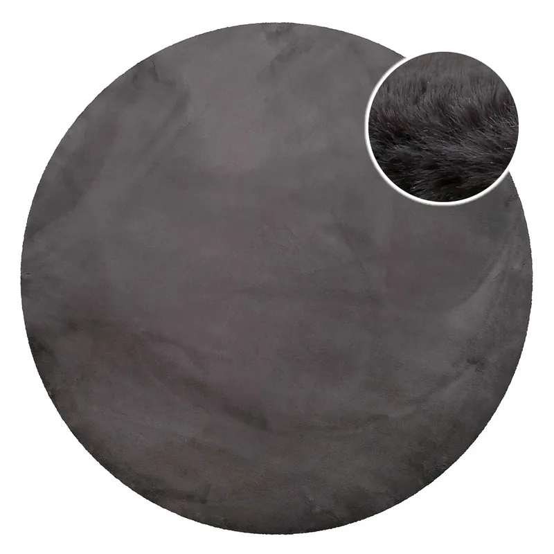 Kunstfell Teppich Rund Anthrazit flauschig und weich "Anna" WECONhome Basics Heißes Angebot