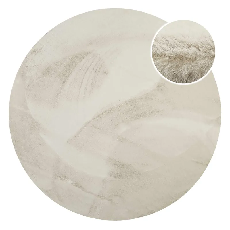 Kunstfell Teppich Rund Creme Beige flauschig und weich "Anna" WECONhome Basics Top-Angebot