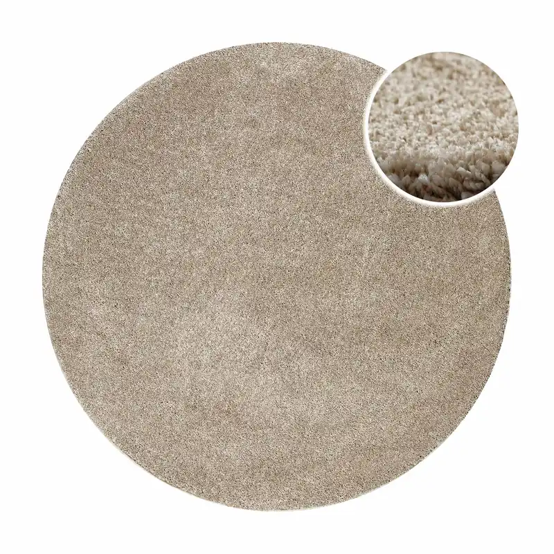 Versand Am Gleichen Tag Kurzflorteppich Rund Sand Beige "Nova" WECONhome Basics