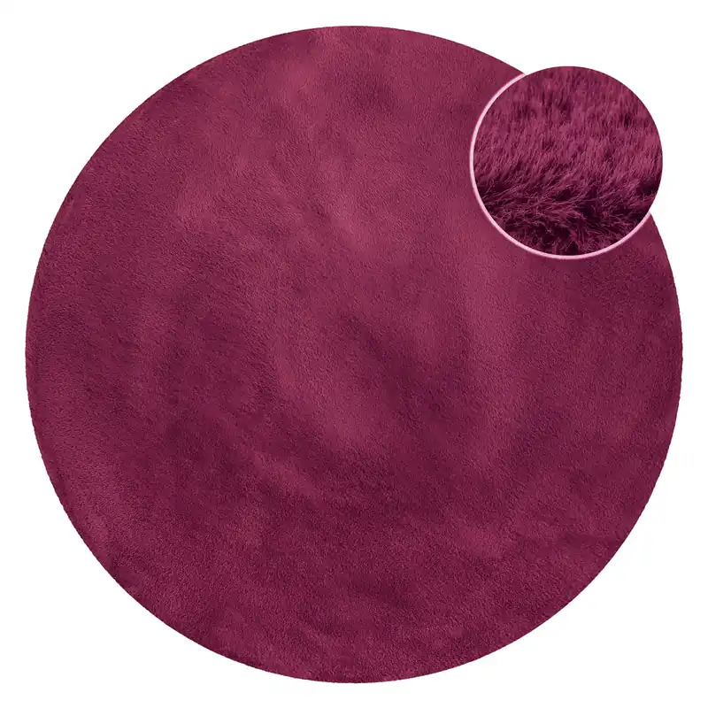 Kunstfell Teppich Rund Violett flauschig und weich "Anna" WECONhome Basics Highlight