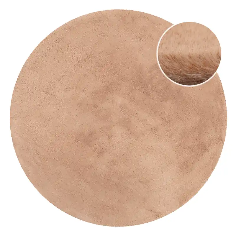 Nur Für Kurze Zeit Kunstfell Teppich Rund Apricot flauschig und weich "Anna" WECONhome Basics