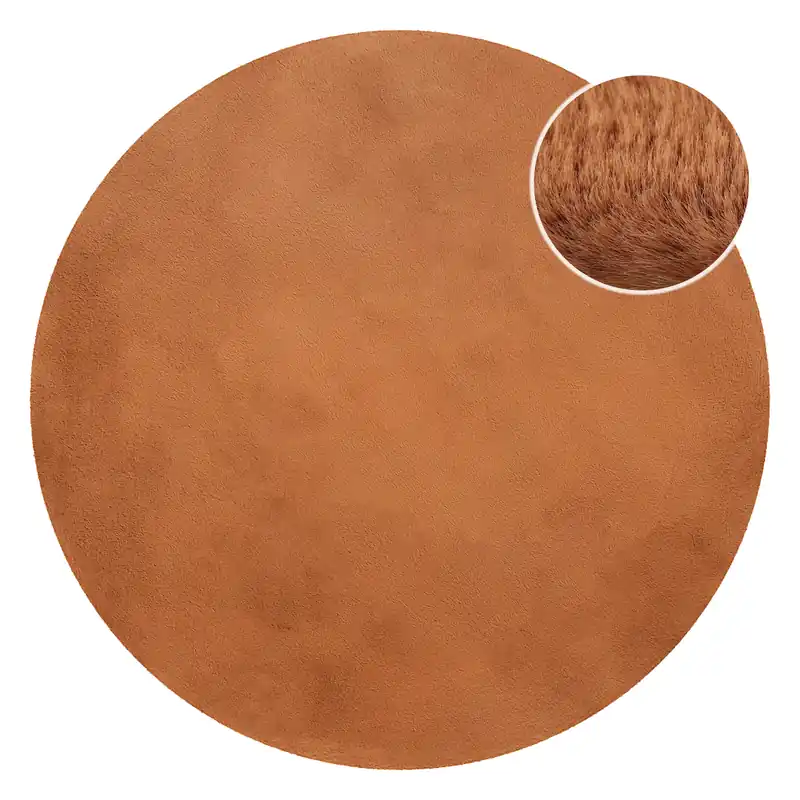 Günstig Kunstfell Teppich Rund Terracotta flauschig und weich "Anna" WECONhome Basics