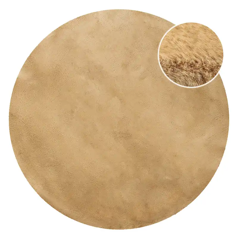 Garantierte Lieferung Kunstfell Teppich Rund Sand flauschig und weich "Anna" WECONhome Basics