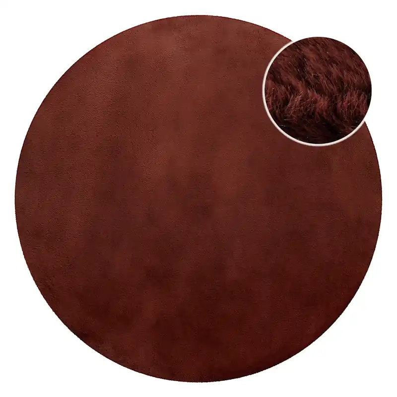 Finale Aktion Kunstfell Teppich Rund Bordeaux flauschig und weich "Anna" WECONhome Basics