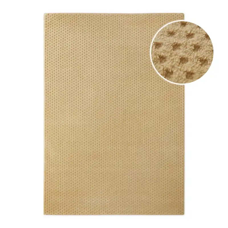Günstig Kurzflor Teppich aus Schurwolle Sand Beige "Castello THREE" WECONhome