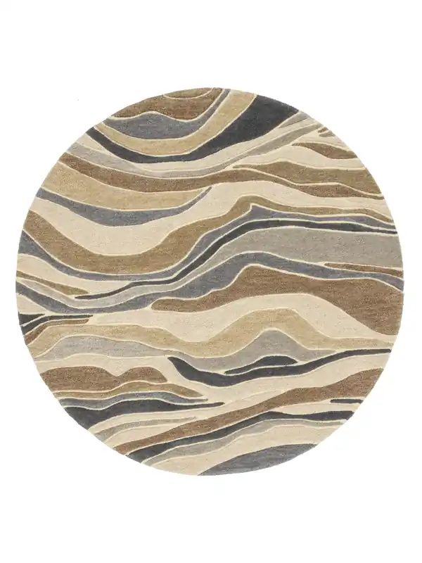 Expressversand Rugvista premiumMarble - Grau / BeigeWollteppichRundØ 150 cm