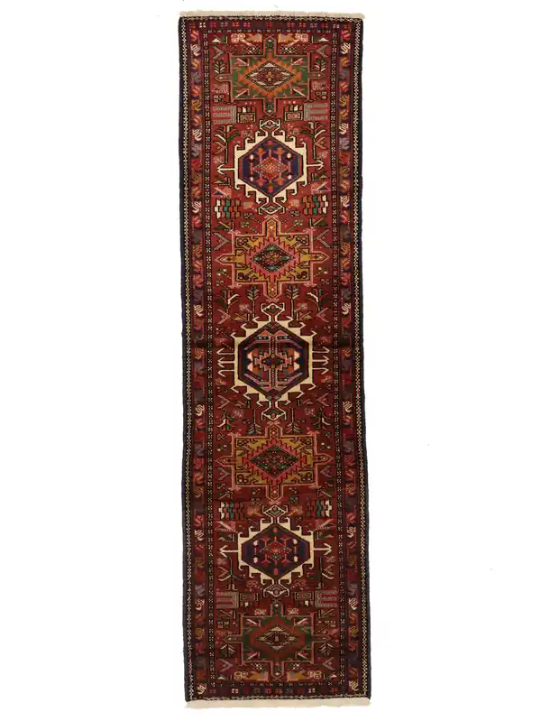 Preiswert AuthentischHamadanHandgeknüpftTeppichSchwarz / DunkelrotLäufer74 x 273 cm
