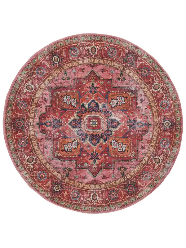 Rugvista essentialGeorgia Oriental - Rot / RosaBaumwollteppichRundØ 160 cm Ausverkauf