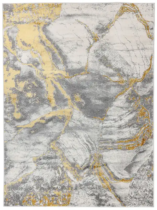 Expressversand Rugvista coreAntonie - Hellgrau / GoldHochflorTeppich200 x 300 cm