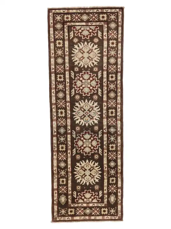 Sonderangebot AuthentischKazak FineHandgeknüpftTeppichSchwarz / BraunLäufer65 x 195 cm