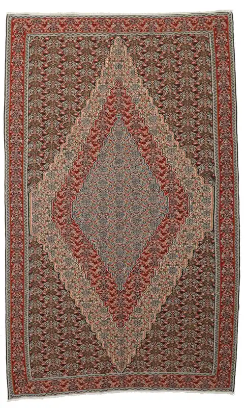 AuthentischKelim Senneh FineHandgewebtTeppichBraun / Dunkelrot158 x 256 cm Kracherpreis