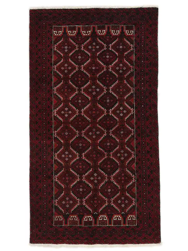 Versand Am Gleichen Tag AuthentischBelutschHandgeknüpftTeppichSchwarz / Dunkelrot108 x 195 cm