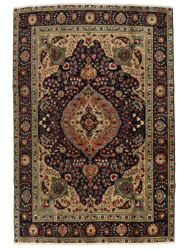 Sichere Zahlung AuthentischTäbrizHandgeknüpftTeppichSchwarz / Braun202 x 296 cm