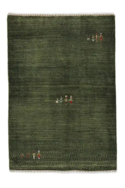 Bestseller AuthentischGabbeh FineHochflorWollteppichSchwarz / Dunkelgrün83 x 120 cm