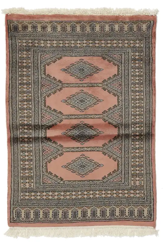 Abverkauf AuthentischPakistan Buchara 3plyHandgeknüpftTeppichBraun / Schwarz78 x 109 cm