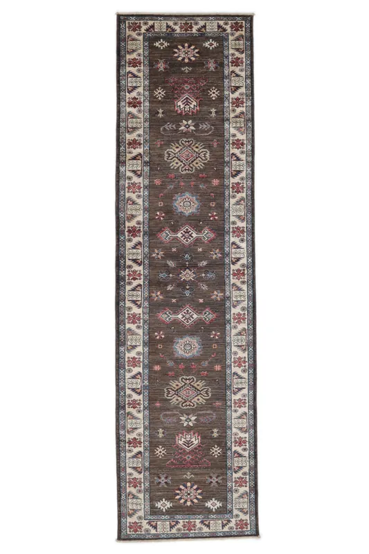 Must-Have AuthentischKazak ArianaHandgeknüpftTeppichBraun / SchwarzLäufer81 x 303 cm