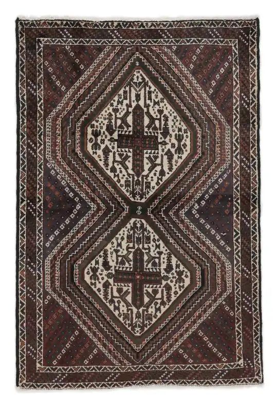 Schneller Versand AuthentischAfshar Shahre BabakHandgeknüpftTeppichSchwarz / Braun94 x 137 cm