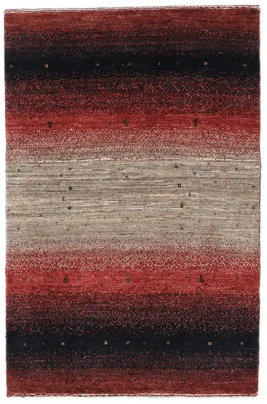 ÄktaLoribaft Fine PersischHandgeknüpftWollteppichSchwarz / Dunkelrot76 x 115 cm Kracherpreis
