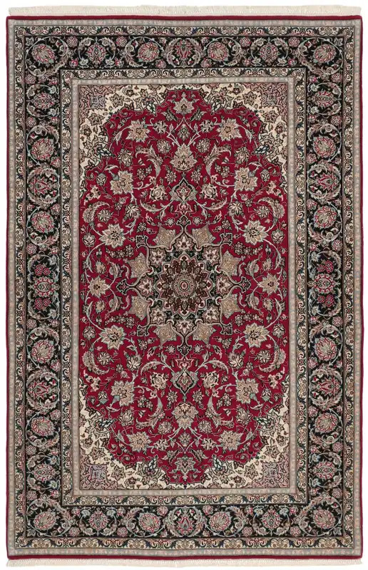 Heißes Angebot Isfahan Seide KetteHandgeknüpftTeppichBraun / Schwarz148 x 226 cm