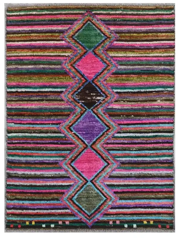 AuthentischBerber ColourfulHandgeknüpftWollteppichSchwarz / Dunkelrot80 x 113 cm Sichere Zahlung