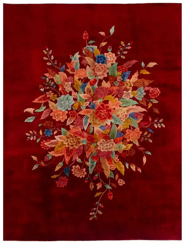 Preis Gesenkt Nichols Chinese Antik Art DecoHandgeknüpftTeppichSchwarz / Dunkelrot270 x 350 cm